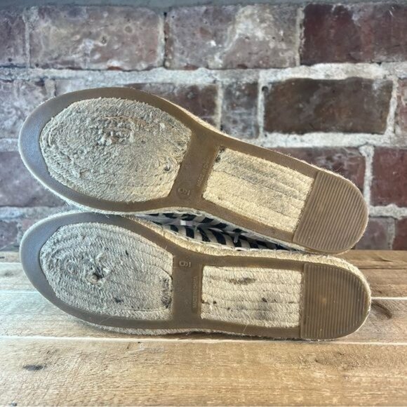 J Crew Nautical Striped Dark Blue / Black Espadrille Lace Up Flats Sz 9 - Picture 11 of 11